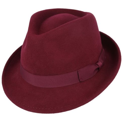 Maz Crushable Wool Felt Trilby Hat Single Sizes - Maroon