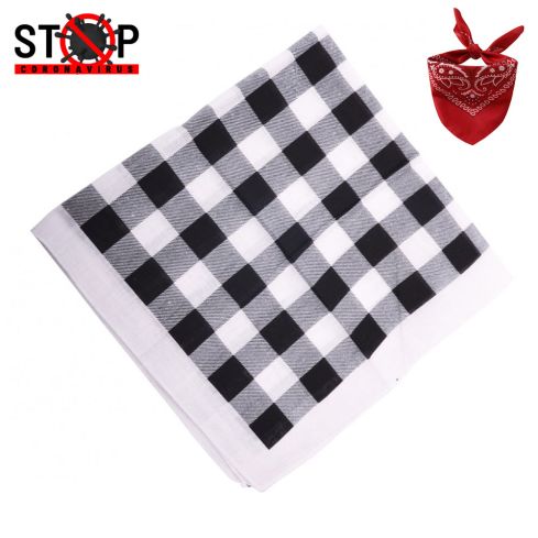 Maz Cotton Checkerboard Bandana - Black and White