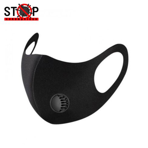 Maz Face Mask With Filter Valve Vent Reusable Breathable Washable - Black