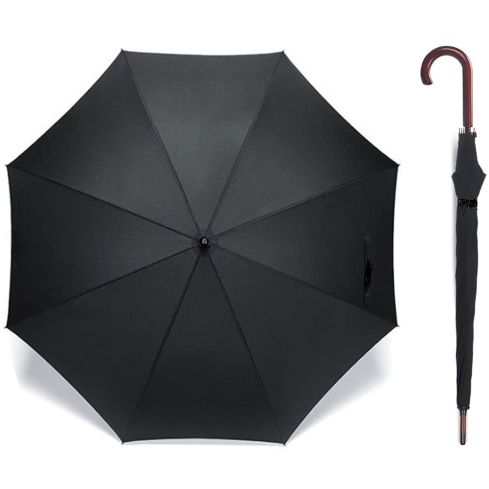 Maz Hooked Classic Anti-UV Sun/Rain Windproof Walking  Umbrella - Black