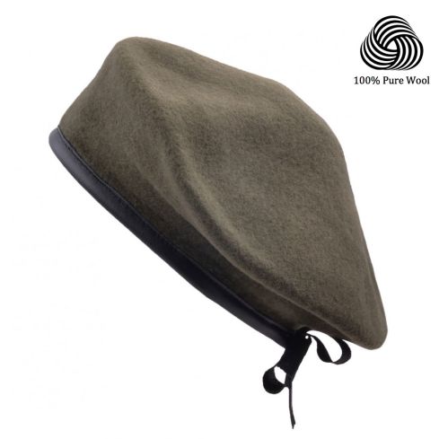 Maz 100% Pure Wool Military Army Beret - Olive