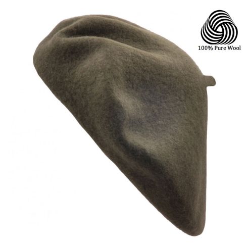 Maz 100% Pure Wool Beret - Olive