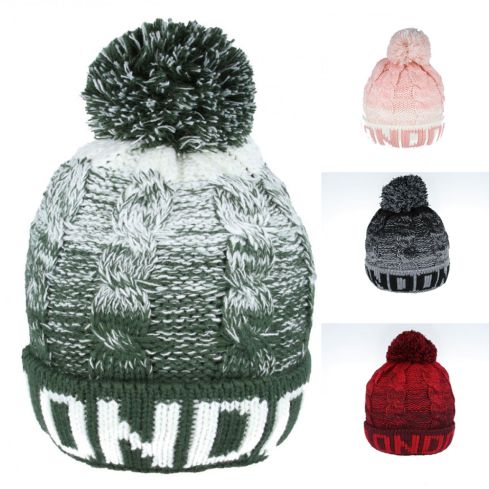 Maz London Cable Knit Beanies with Warm Liner Multiple Colours - Green, Pink, Red, Black