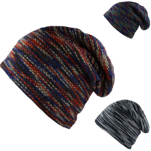 Carbon212 Striped Long knitted Beanies with Warm Liner Multiple Colours