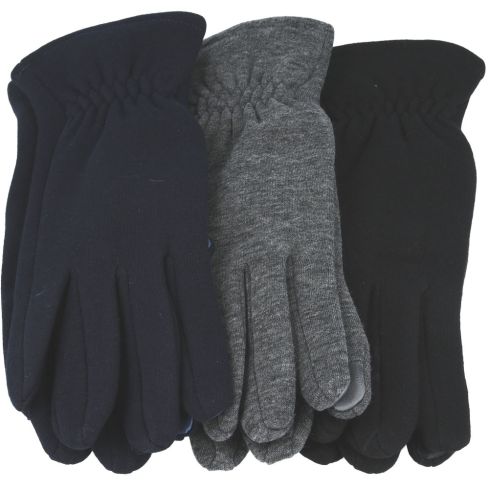 Maz Ladies Soft Cotton Gloves Touch Screen Soft Warm Lining - Black,Grey, Navy