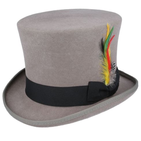Maz Wool Felt Victorian Top Hat - Grey