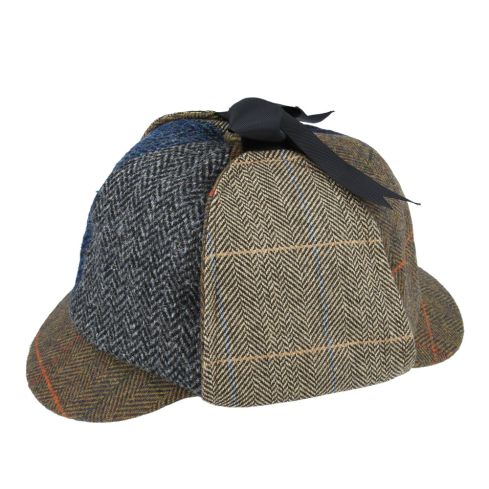 Maz Patchwork Wool Check Tweed Sherlock Holmes Deerstalker Hat - Multi Colours