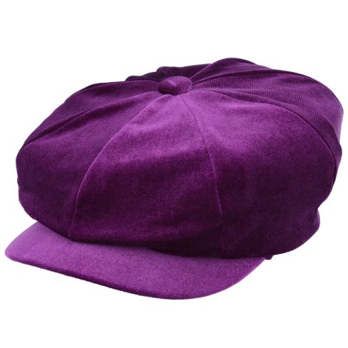 Maz Ladies Velvet Baker boy Cap - Purple
