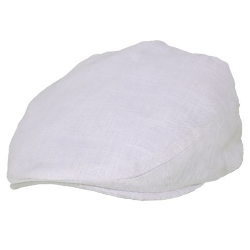 G&H White Linen Flat Cap