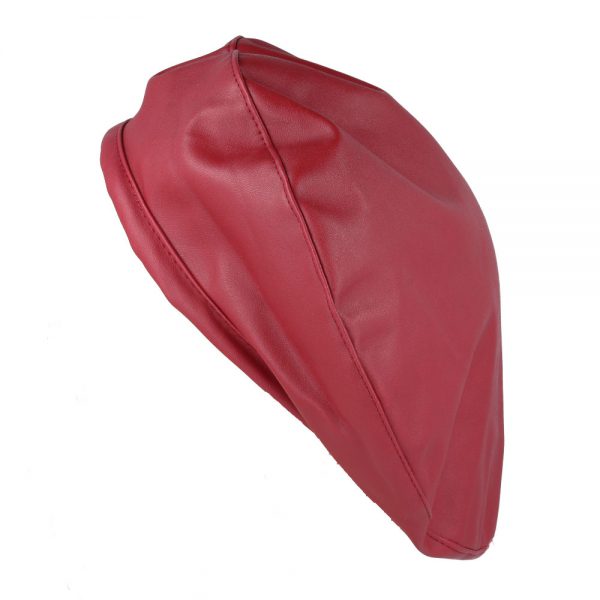 Maz Shiny PU Faux Leather Beret - Wine