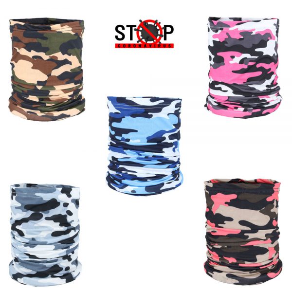 Maz Camouflage Multifunctional Neck Snood Hairband Sports Running Headband Assorted Colours