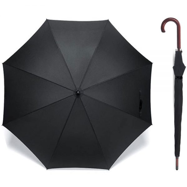 Maz Hooked Classic Anti-UV Sun/Rain Windproof Walking Umbrella - Black