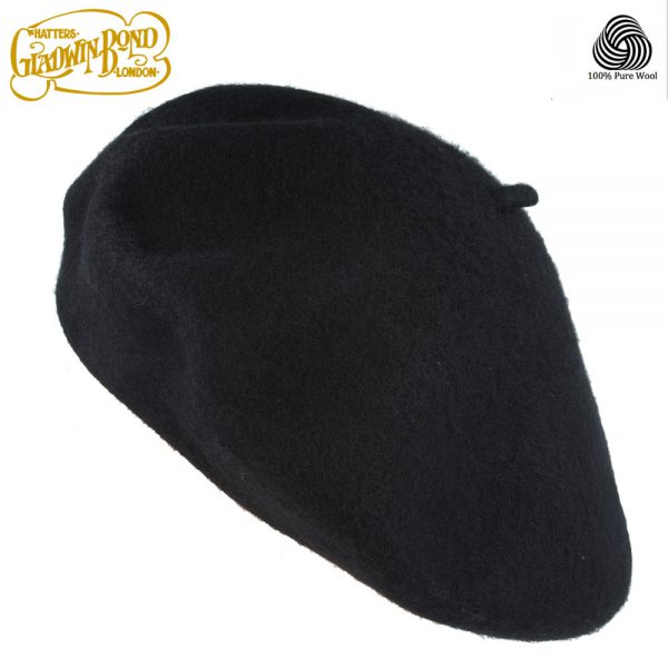 Gladwin Bond 100% Pure Wool Beret - Black