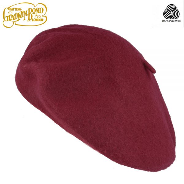 Gladwin Bond 100% Pure Wool Beret - Wine