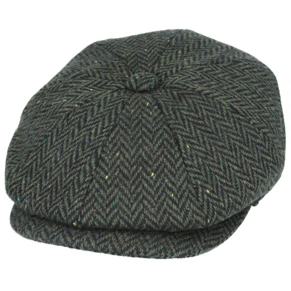 Maz Donegal Tweed Herringbone Newsboy Cap - Green
