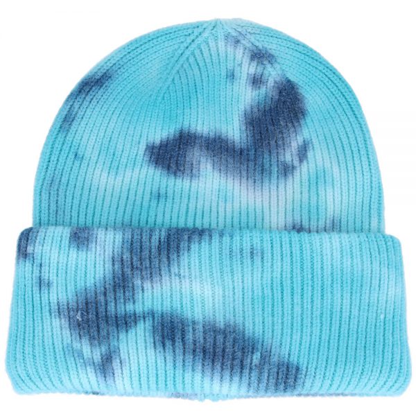 Maz Oversize Tie Dye Pattern Cuffed Beanie - Blue