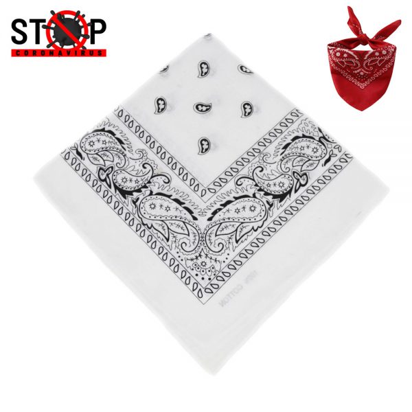 Maz Cotton Paisley Bandana - White