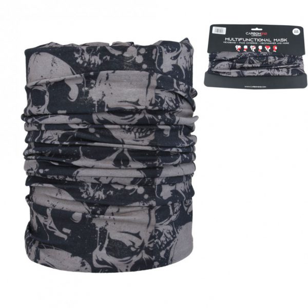 Carbon212 Skull Multifunctional Neck Snood Hairband Tube Gaiter Sports Running - Black