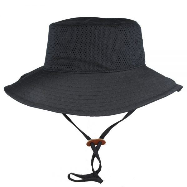 Safari Lightweight Wide Brim Mesh Bucket Hat - Black