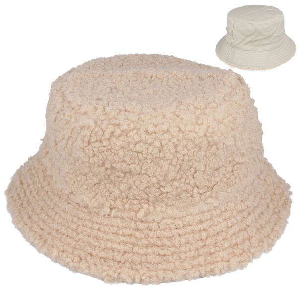 Carbon212 Reversible Fluffy Faux Fur Bucket Hat - Beige