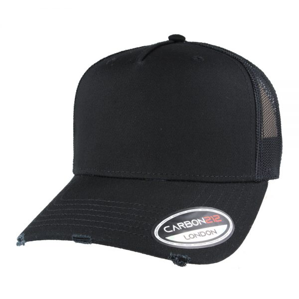 Carbon212 Destroyed Peak Trucker Baseball Cap - Black