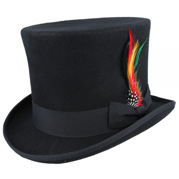 Wool Felt Victorian Top Hat - Black