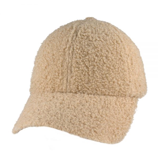 Carbon212 Fluffy Faux Fur Baseball Cap - Beige