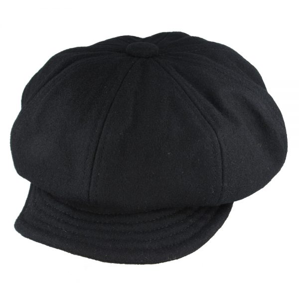 Gladwin Bond Shapeable Wool Newsboy Cap - Black