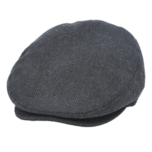 Maz Herringbone Flat Cap - Black