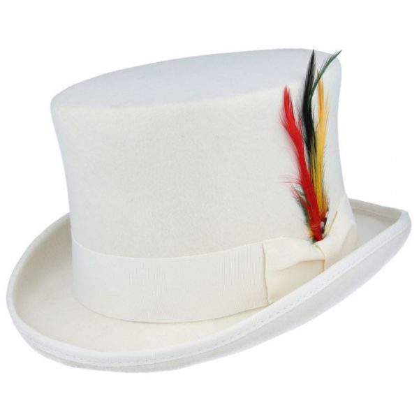 Wool Felt Top Hat - White