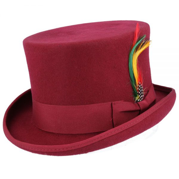 Wool Felt Top Hat - Maroon