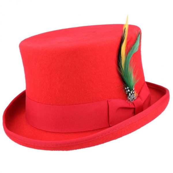 Wool Felt Top Hat - Red