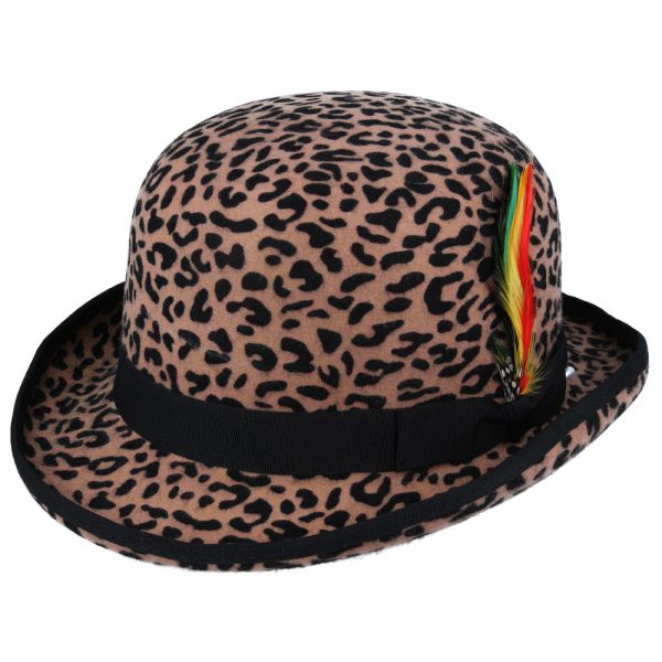 Classic English Wool Bowler Hat - Leopard