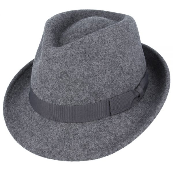 Maz Crushable Wool Felt Trilby Hat - Mix Grey