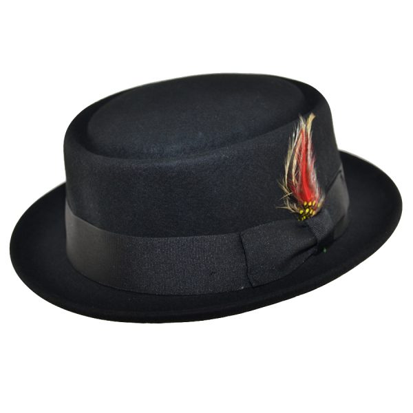 Maz Wool Felt Crushable Pork Pie Hat - Black