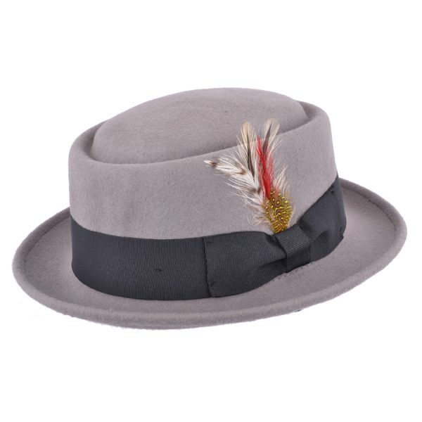 Maz Wool Felt Crushable Pork Pie Hat - Grey