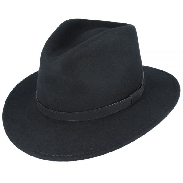 Maz Crushable Fedora With Leather Band - Black