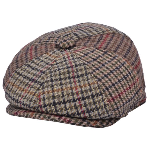 G&H Tweed Patch Newsboy Cap - Brown