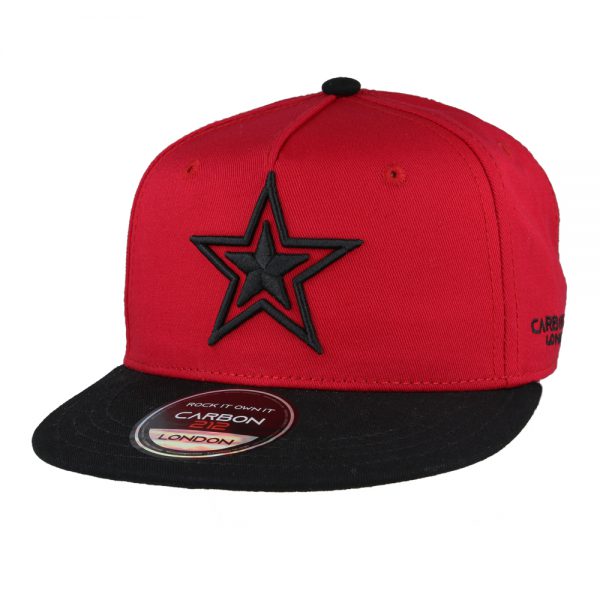 Carbon212 Youth Star Flat Peak Snapback - Red-Black