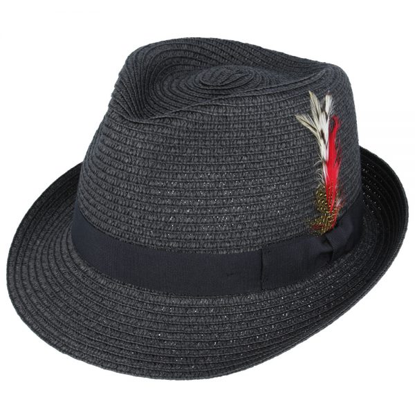 Summer Paper Straw Trilby Hat - Black