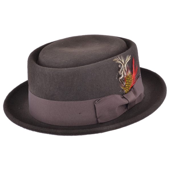 Maz Wool Felt Crushable Pork Pie Hat - Brown