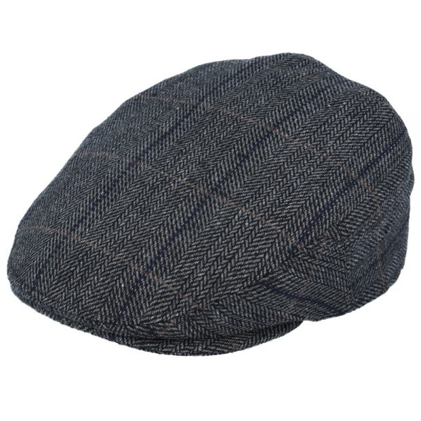 G&H Check Herringbone Flat Cap - Grey