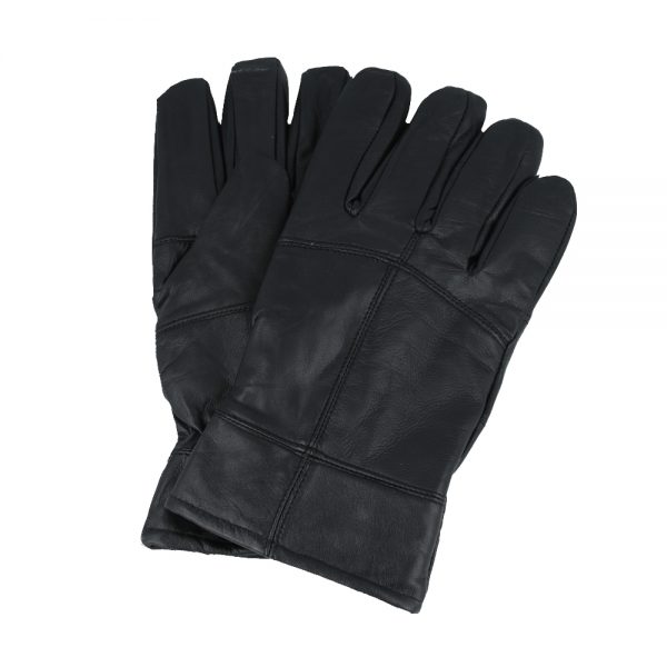 Maz Men’s Genuine Leather Gloves With Soft Warm Lining - Black