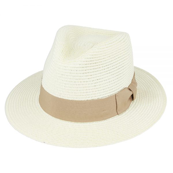 Limited Edition Straw Fedora Hat With Brown Band - Brown