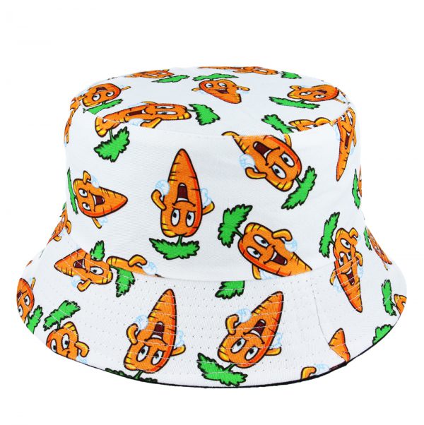 Carrot Print Veeki Cute Summer Cotton Bucket Fisherman Hat