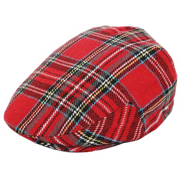 G&H Scottish Tartan Flat Cap - Red