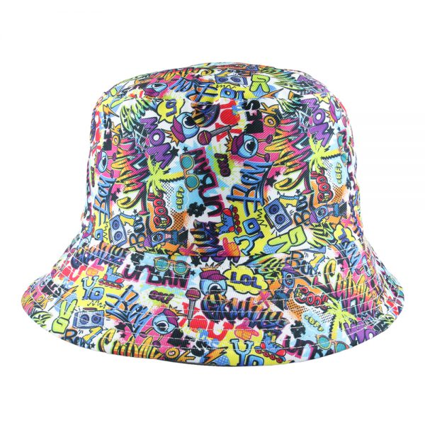 Maz Reversible Lol Pattern Fisherman Bucket Hat - Multi
