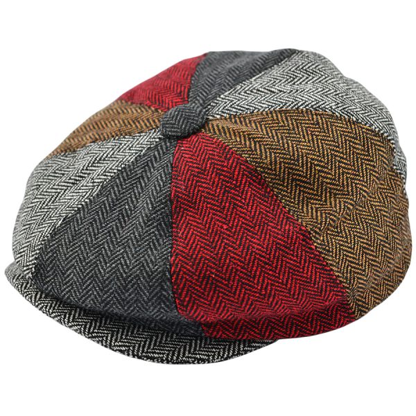 G&H Herringbone Mixed Patch Newsboy Cap - Multi