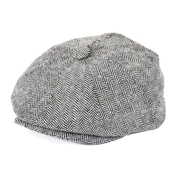 G&H Herringbone Newsboy Cap - Black-White