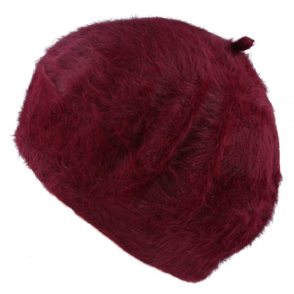 Maz Angora Beret Hat - Wine